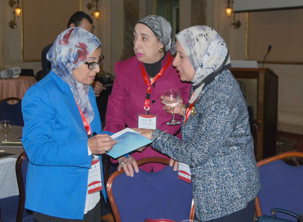 Three women conference attendees